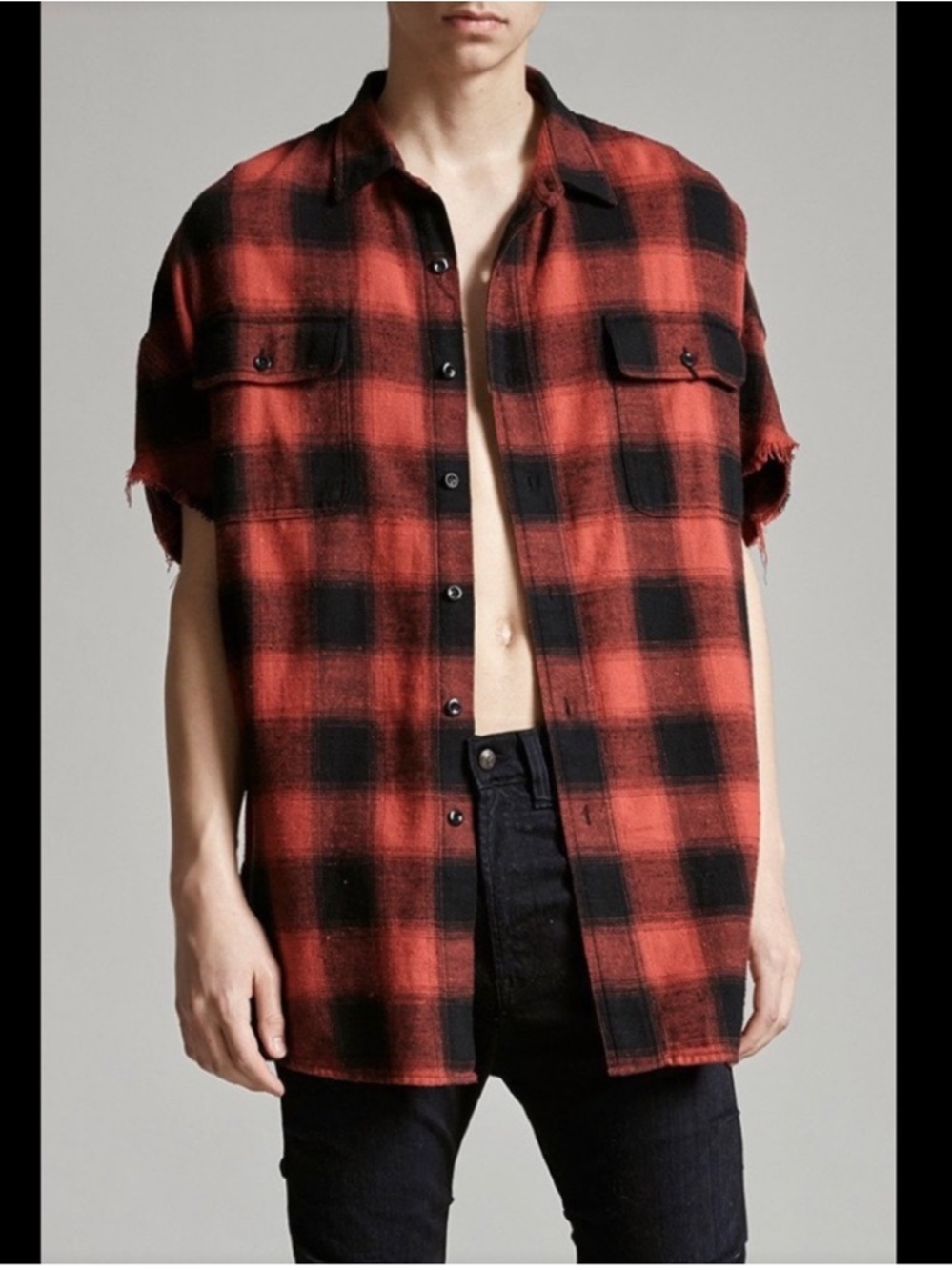 R13 Oversized Cut Off Flannel Shirt - Picture 6 of 6